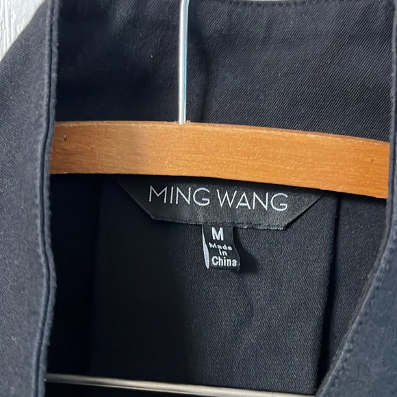 Ming Wang Black Mandarin Collar Open Front Blazer Jacket M - Picture 3 of 5